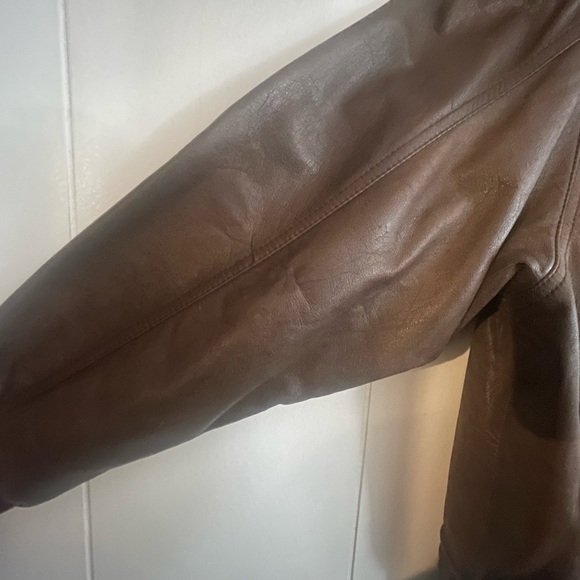 Silver Leaf Brown Leather Jacket - Picture 5 of 7